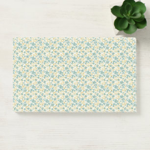 Sophisticated 1940s Dusty Teal and Mustard Floral Post-it Notes