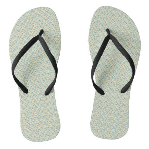 Sophisticated 1940s Dusty Teal and Mustard Floral Thongs