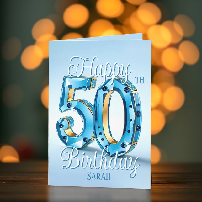 Sophisticated 50th Birthday with a Radiant Sparkle Card (Creator Uploaded)