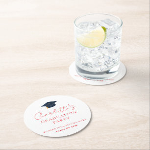 Sophisticated Academic 2026 Graduation Party Round Paper Coaster