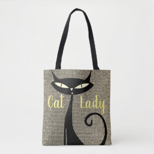 Sophisticated and Elegant Cartoon Cat Tote Bag