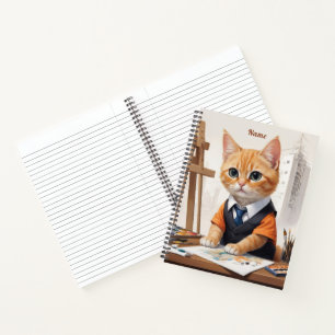 Sophisticated Architect Cat Ginger Kitten Art Notebook