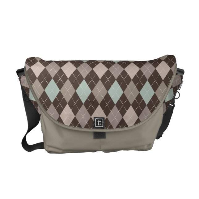 Sophisticated Argyle in Subtle Pastel Brown Courier Bag (Front)
