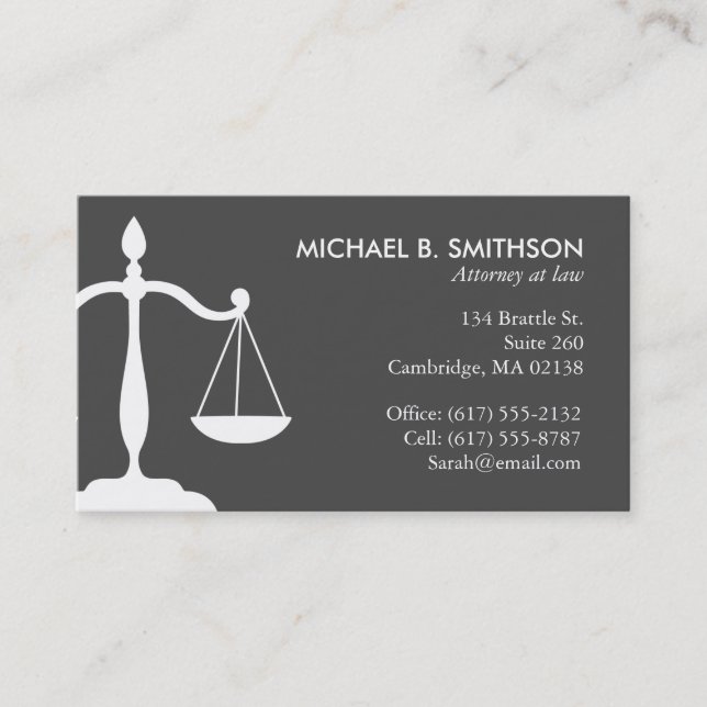 Sophisticated Attorney Business Card | Grey (Front)