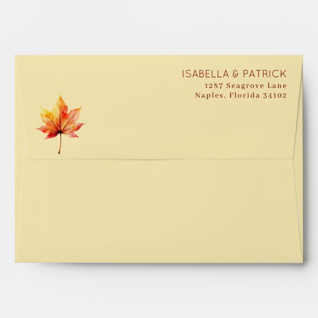 Sophisticated Autumn Watercolor Leaf Envelope (Back (Top Flap))