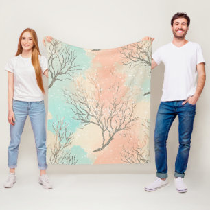 Sophisticated Beach Palette with Coral & Wave Fleece Blanket