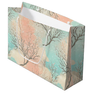 Sophisticated Beach Palette with Coral & Wave Large Gift Bag