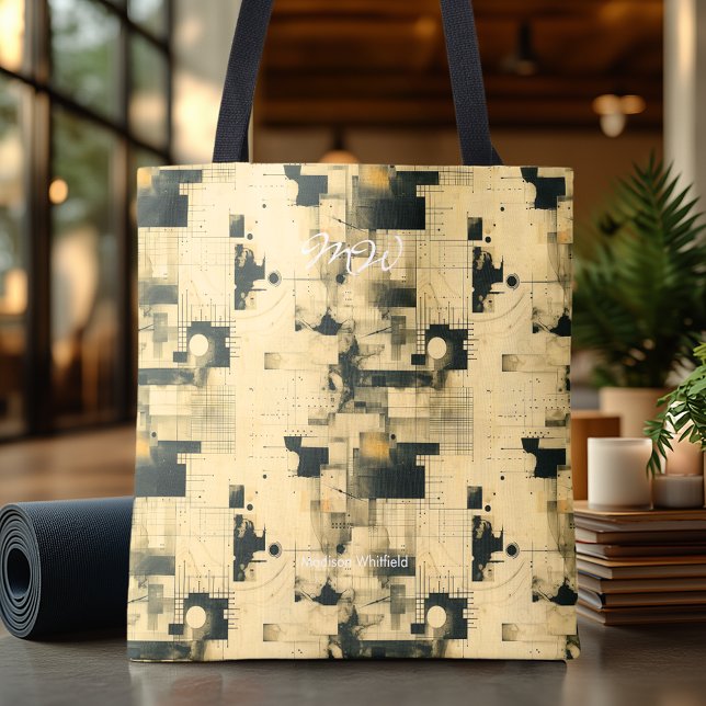 Sophisticated Beige Abstract Personalised Tote Bag (Creator Uploaded)