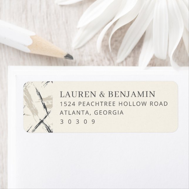 Sophisticated Beige Brushstroke Return Address Label (Insitu)