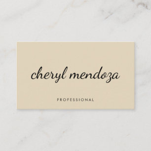 Sophisticated Beige Cursive Text Business Card