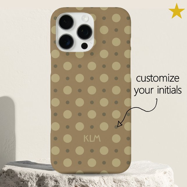 Sophisticated Beige Grey Dots Custom Name Initials Case-Mate iPhone Case (Creator Uploaded)