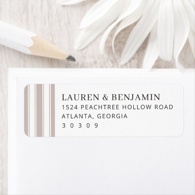 Sophisticated Beige Minimalist Lines Return Address Label (Insitu)