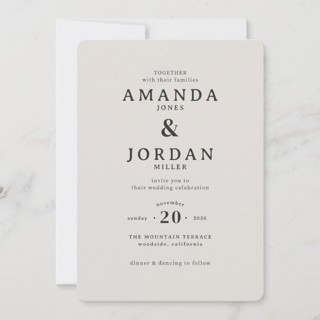 Sophisticated Beige Typographic Elegancy Invitation (Front)