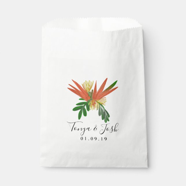 Sophisticated Bird of Paradise Tropic Bridal Favour Bag (Front)