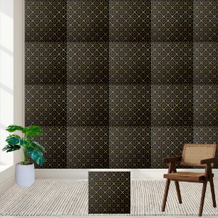 Sophisticated Black and Gold Geometric Tile