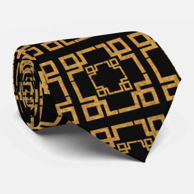 Sophisticated Black and Gold Mens Neck Tie (Rolled)