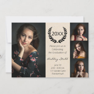 Sophisticated Black and Gold Photo Graduation Part Invitation