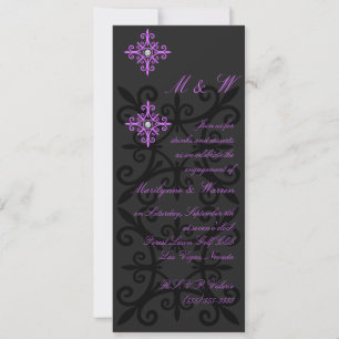 Sophisticated Black and Purple Engagement Party Invitation