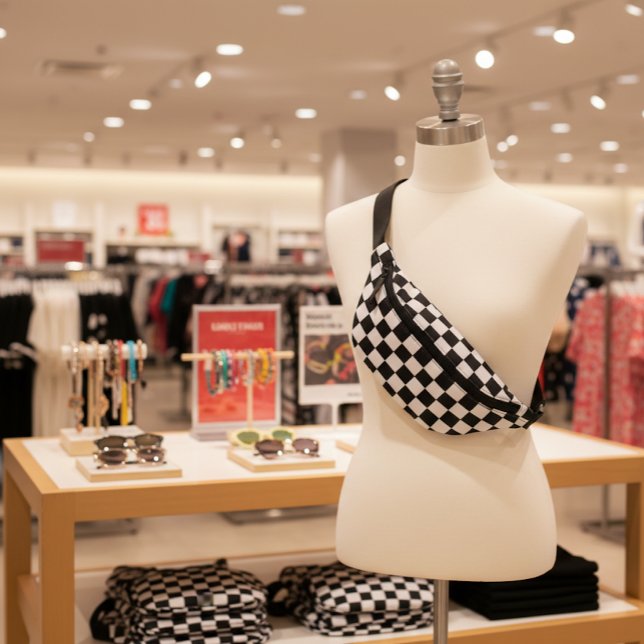 Sophisticated Black and White Chequered Pattern Bum Bags (Creator Uploaded)