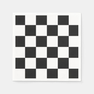 Sophisticated Black and White Chequered Pattern Napkin