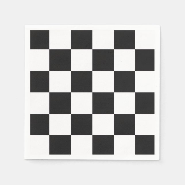 Sophisticated Black and White Chequered Pattern Napkin (Front)