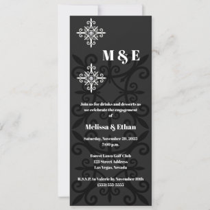 Sophisticated Black and White Engagement Party Invitation