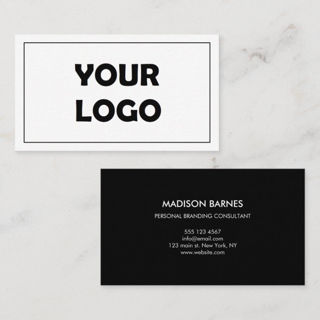 Sophisticated Black And White Logo Minimal  Business Card (Front/Back)