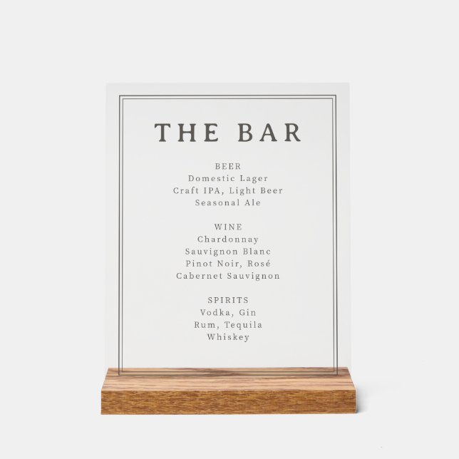 Sophisticated Black and White Menu Sign (Front)