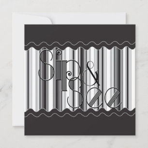 Sophisticated Black and White Sip and See 2 Invitation