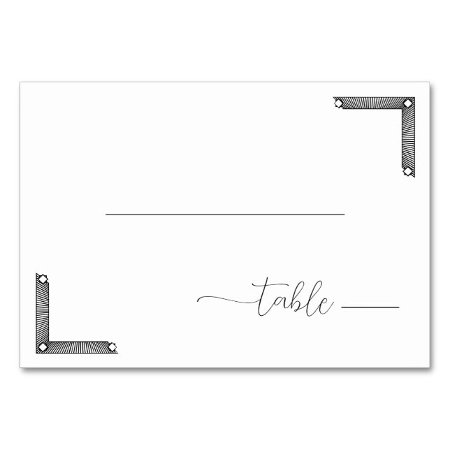 Sophisticated Black Geometric Brackets Table Number (Front)
