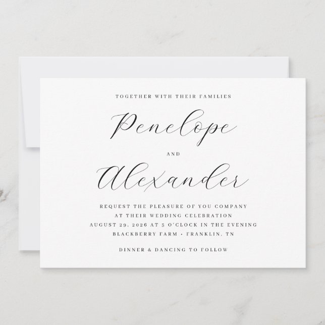 Sophisticated Black Serif Wedding Invitation (Front)