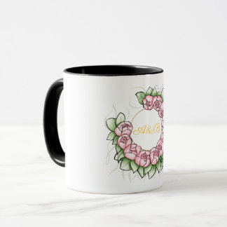 Sophisticated Black Wedding Monogram Mug - Minimal