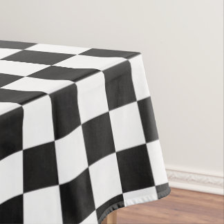 Sophisticated Black & White Chequered Party Picnic Tablecloth