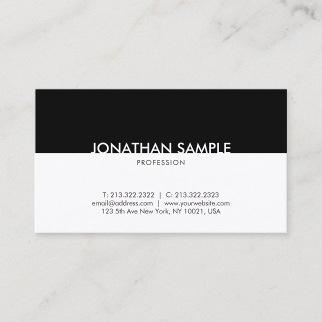 Sophisticated Black White Professional Modern Business Card (Front)