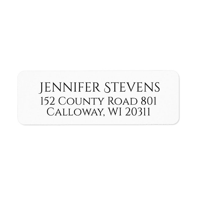 Sophisticated Black & White Return Address Label (Front)