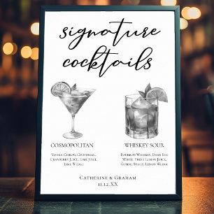 Sophisticated Black White Wedding Cocktails Poster
