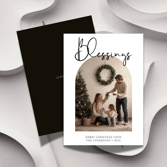 Sophisticated Blessings Religious Christmas Photo Holiday Card (Creator Uploaded)