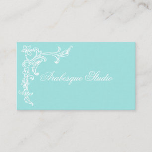 Sophisticated Blue and White Elegant Floral Business Card