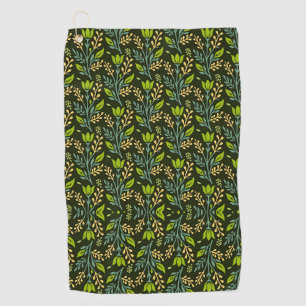 Sophisticated blue & beige floral pattern design golf towel