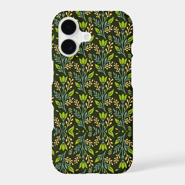 Sophisticated blue & beige floral pattern design  iPhone case (Back)