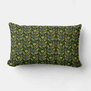 Sophisticated blue & beige floral pattern design lumbar cushion