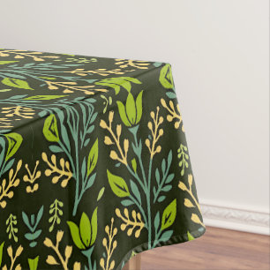 Sophisticated blue & beige floral pattern design tablecloth