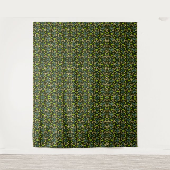 Sophisticated blue & beige floral pattern design  tapestry (Front)
