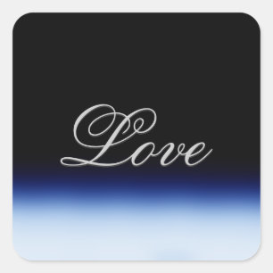 Sophisticated Blue Black Love Wedding Square Sticker