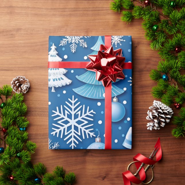  Sophisticated Blue Christmas Wrapping Paper for (Holiday Gift)