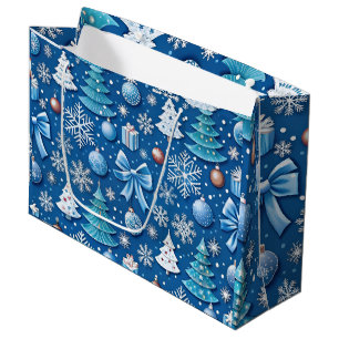 Sophisticated Blue Christmas Wrapping Paper for Large Gift Bag
