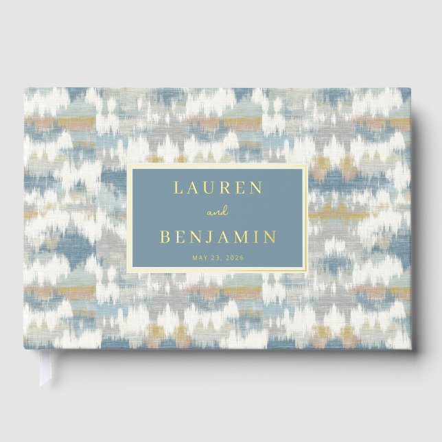 Sophisticated Blue Geometric Guest Book (Front)