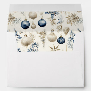 Sophisticated Blue & Gold Christmas Pattern    Envelope