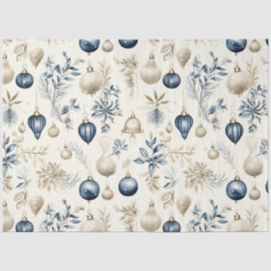 Sophisticated Blue & Gold Christmas Pattern    Tissue Paper