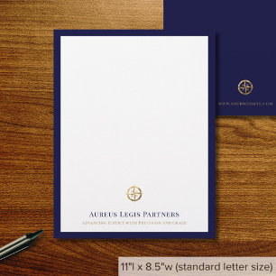 Sophisticated Blue Gold Legal Professional Custom Letterhead